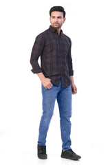 DARK GREY COLOR CHECKS CASUAL SHIRT