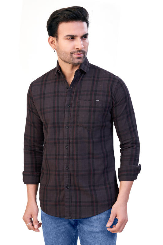 DARK GREY COLOR CHECKS CASUAL SHIRT