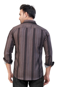 BROWN COLOR LINING CASUAL SHIRT 241155650