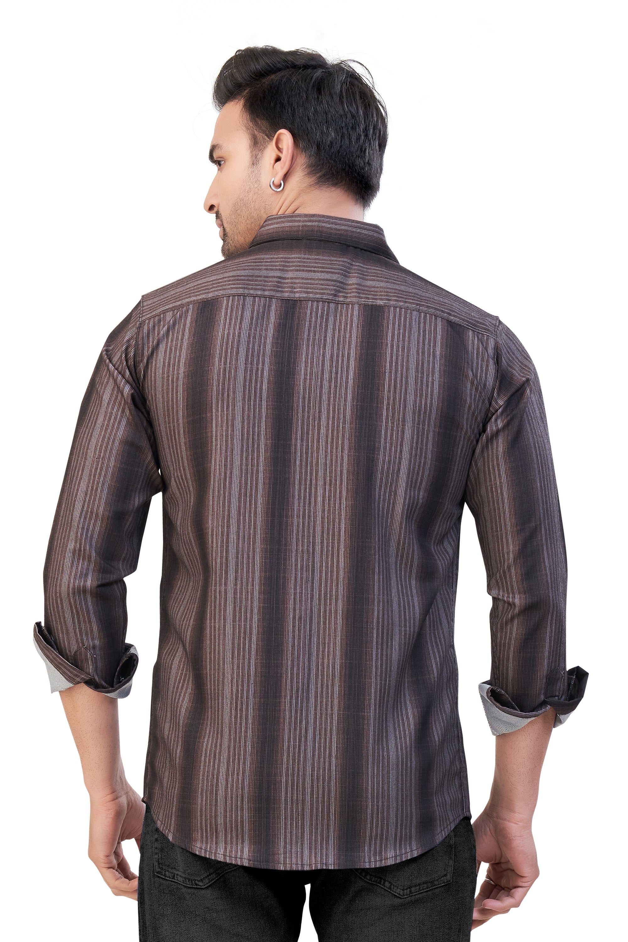 BROWN COLOR LINING CASUAL SHIRT 241155650