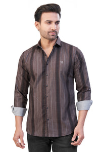 BROWN COLOR LINING CASUAL SHIRT 241155650