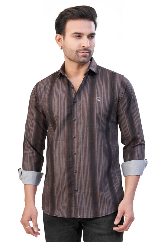 BROWN COLOR LINING CASUAL SHIRT