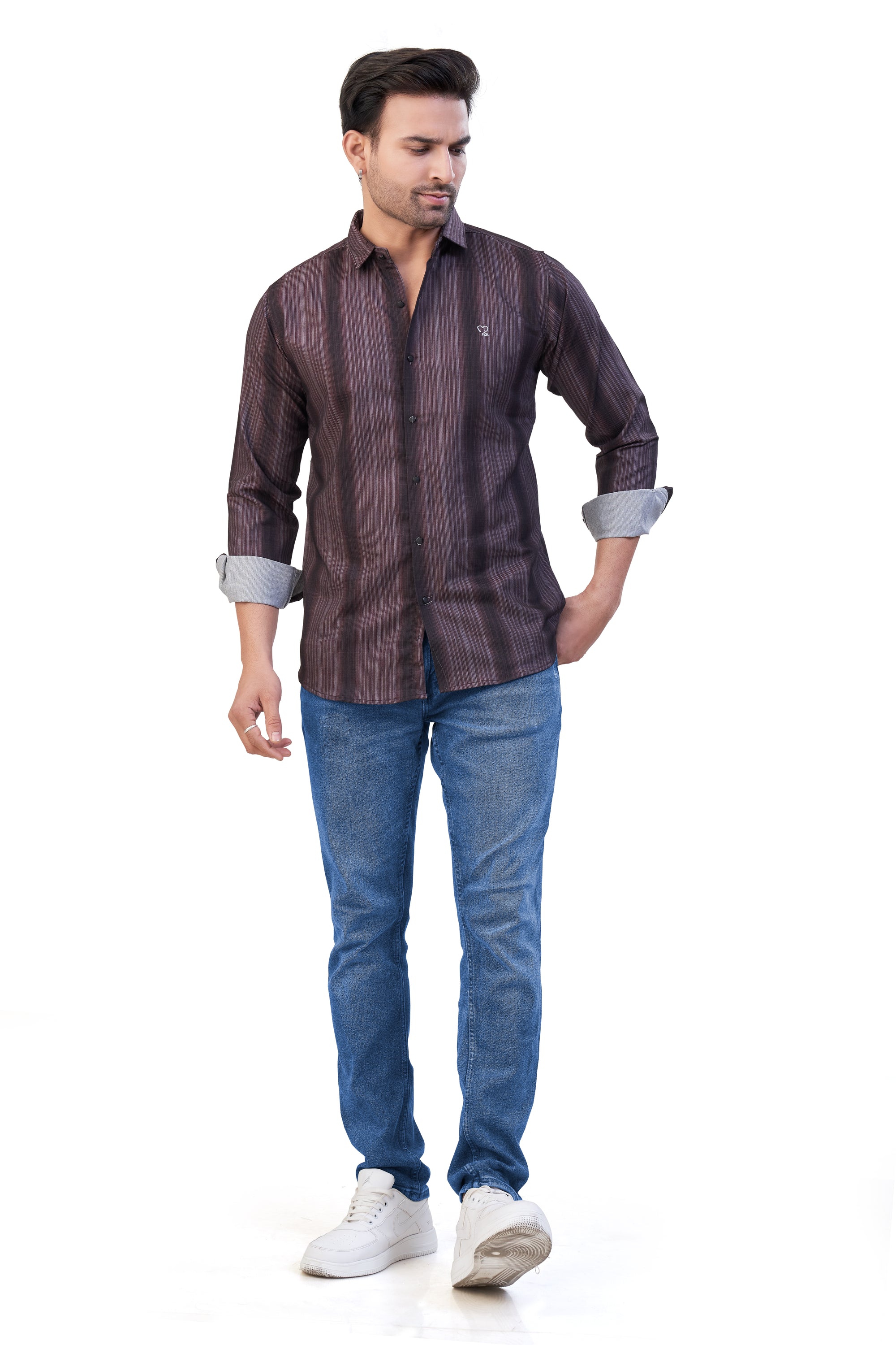 WINE COLOR LINING CASUAL SHIRT 241155650