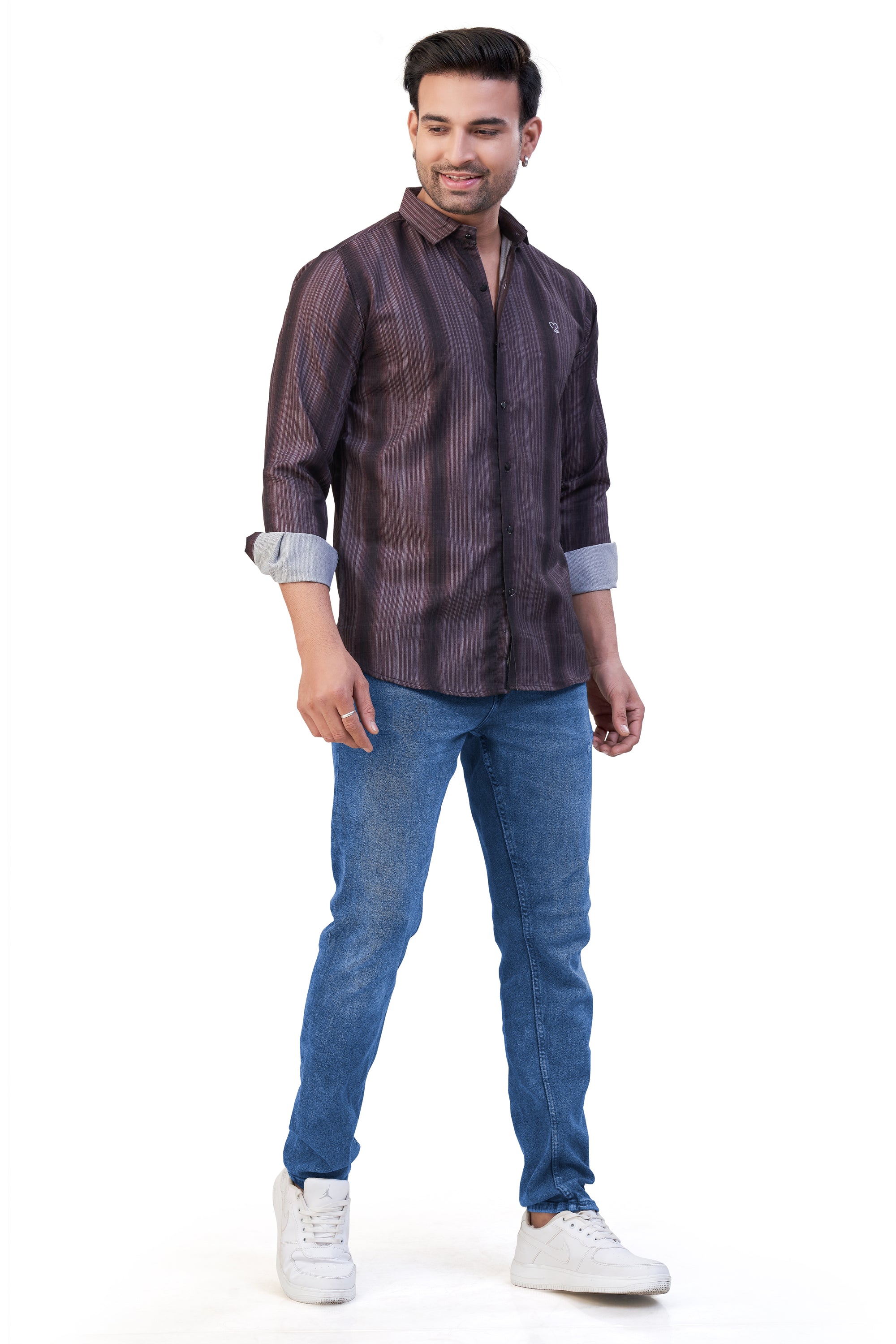 WINE COLOR LINING CASUAL SHIRT 241155650