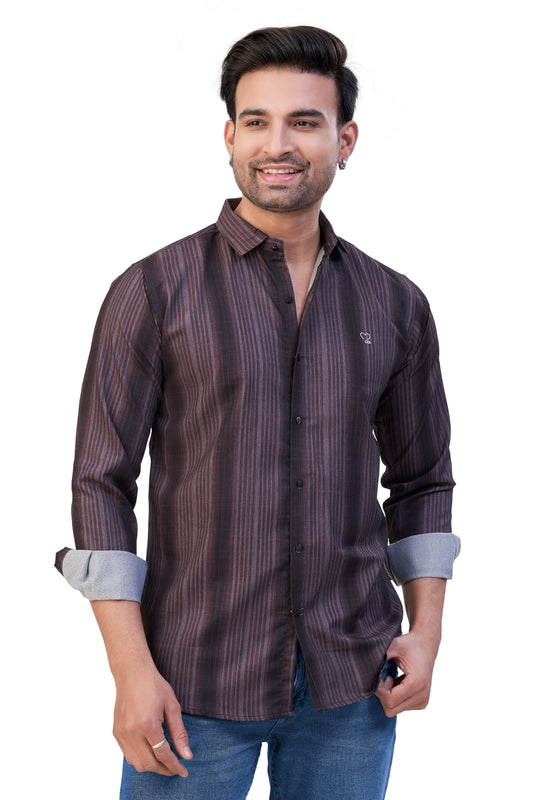 WINE COLOR LINING CASUAL SHIRT