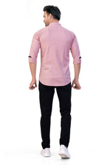 ONION COLOR PLAIN STAND COLLAR CASUAL SHIRT