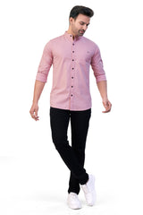 ONION COLOR PLAIN STAND COLLAR CASUAL SHIRT