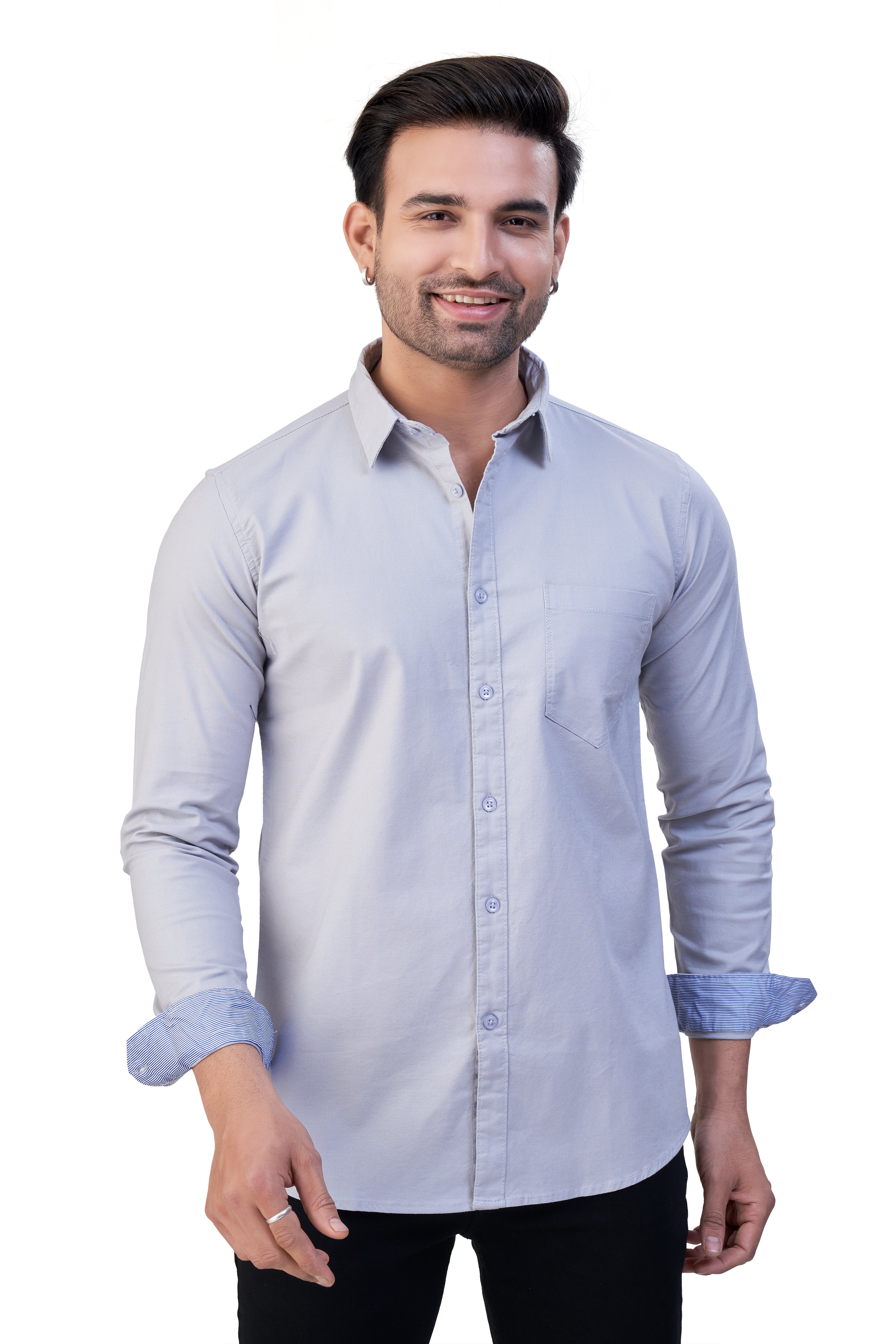 GREY COLOR PLAIN CASUAL SHIRT