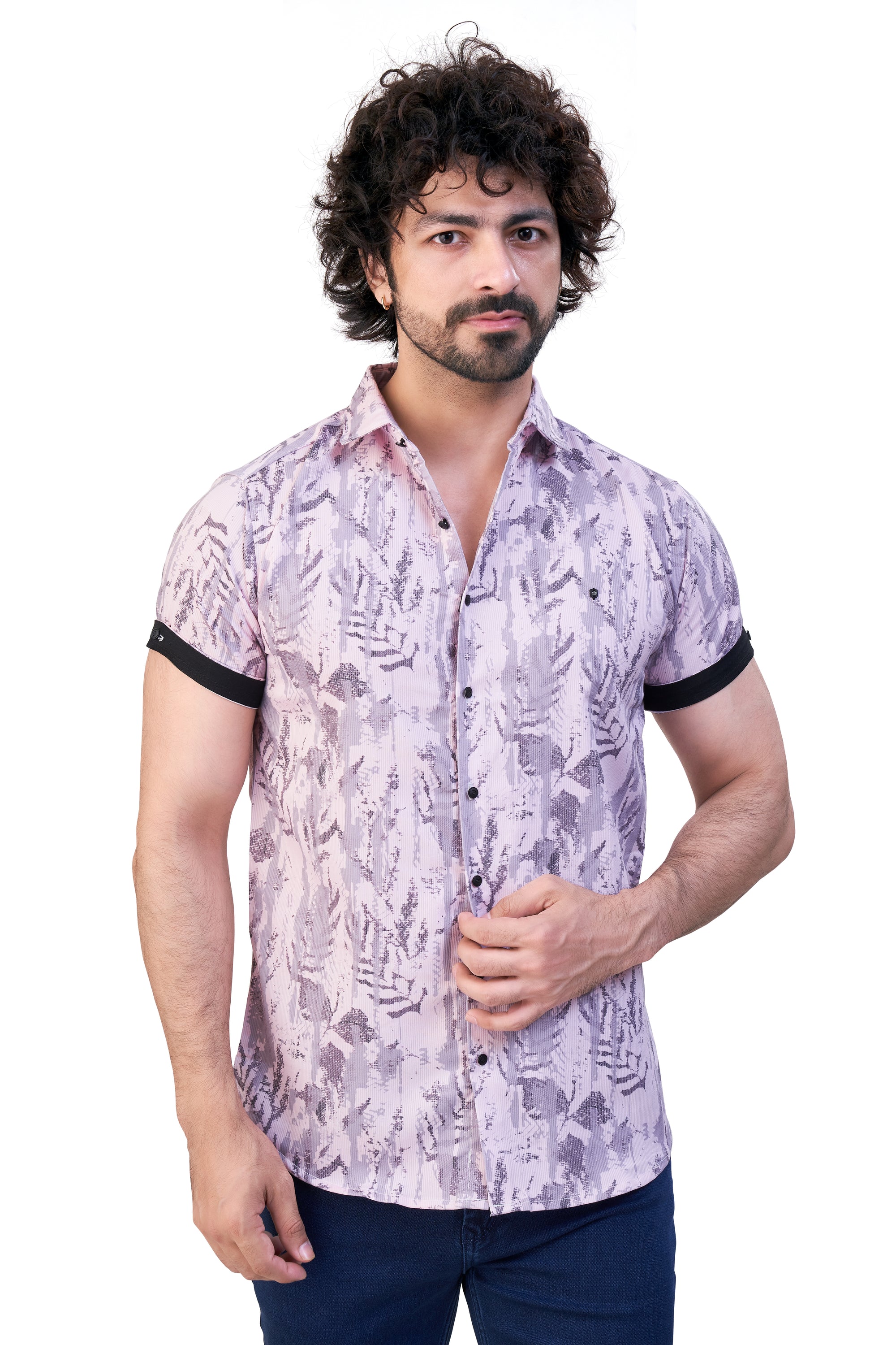 PINK COLOR PRINT CASUAL SHIRT 26092