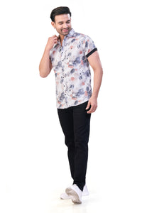 RUST COLOR PRINT CASUAL SHIRT 26092