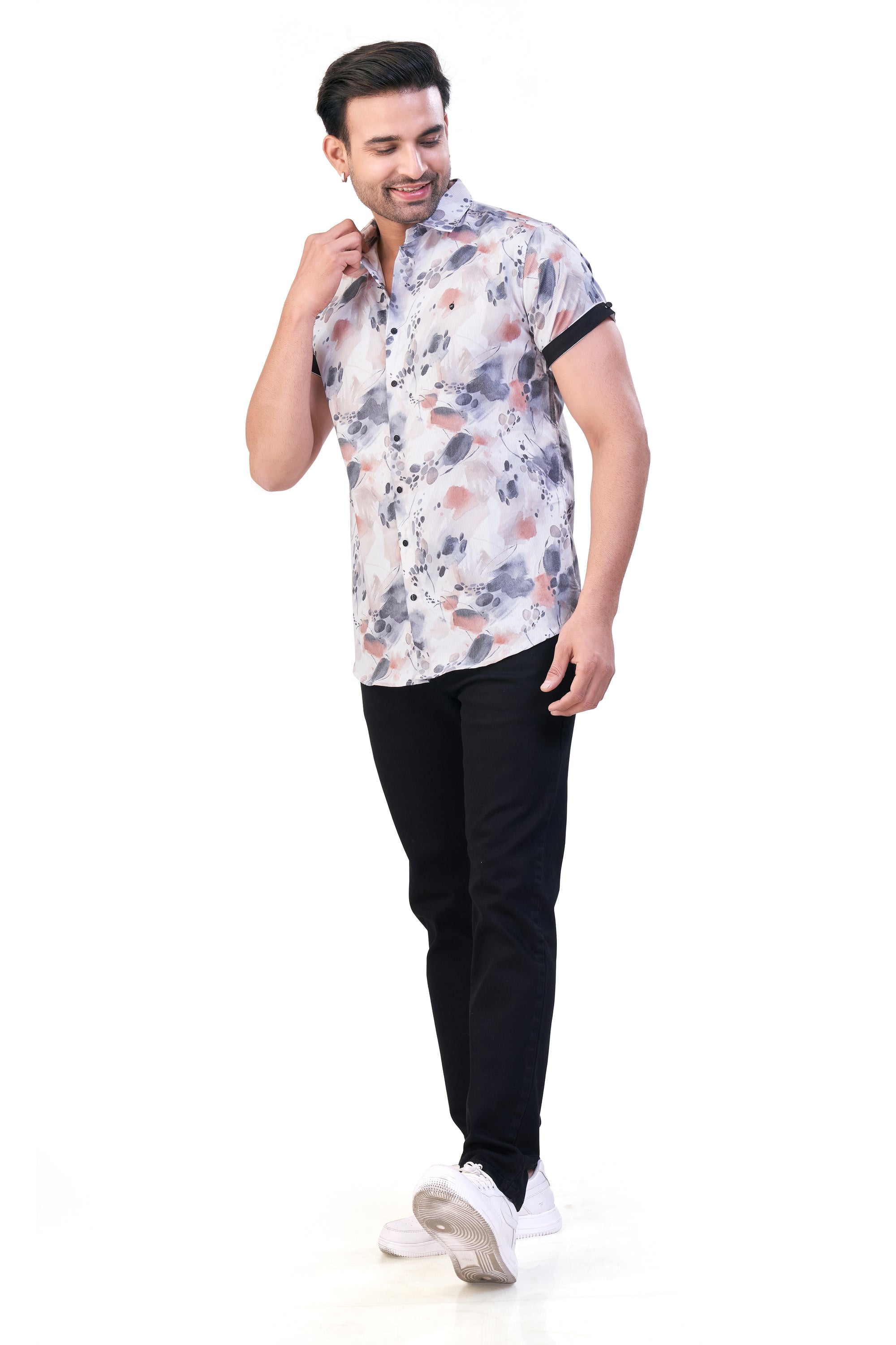 RUST COLOR PRINT CASUAL SHIRT 26092