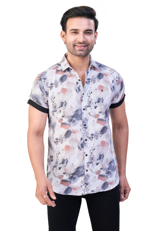 RUST COLOR PRINT CASUAL SHIRT