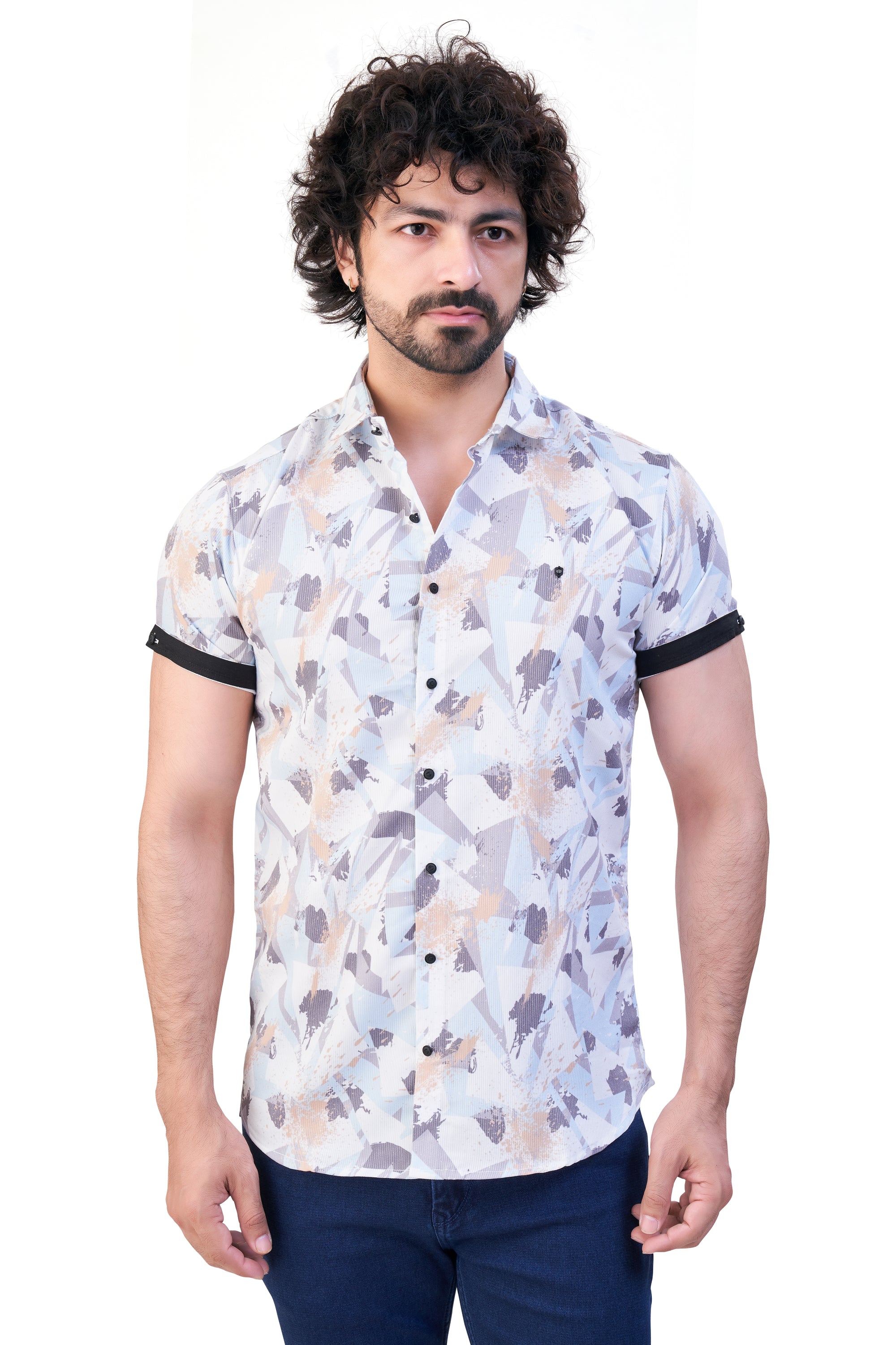 SKYBLUE COLOR PRINT CASUAL SHIRT 26092