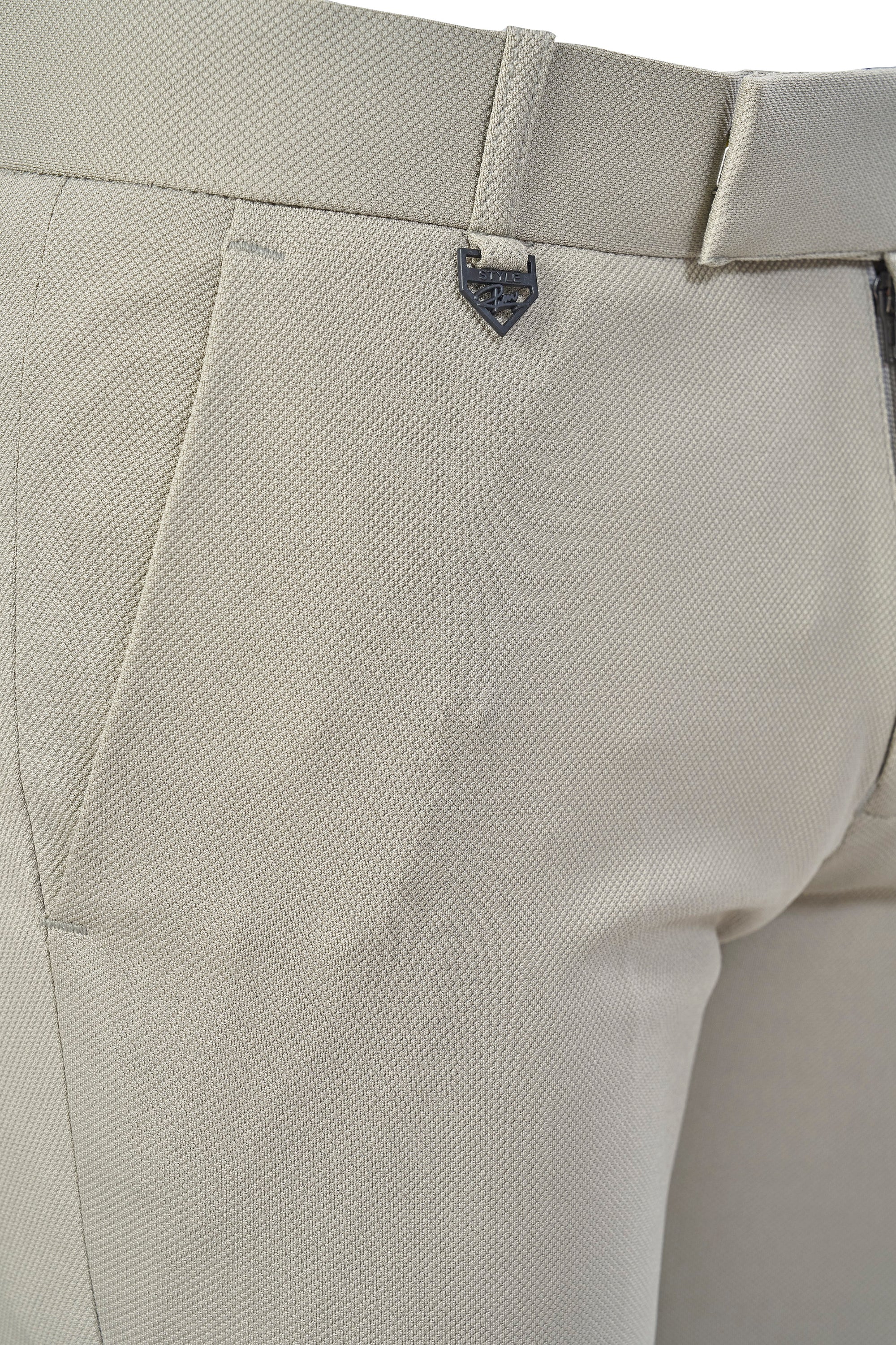 Beige Color Textured Plain Trouser for Men | Stylish & Comfortable Bottomwear MATTY