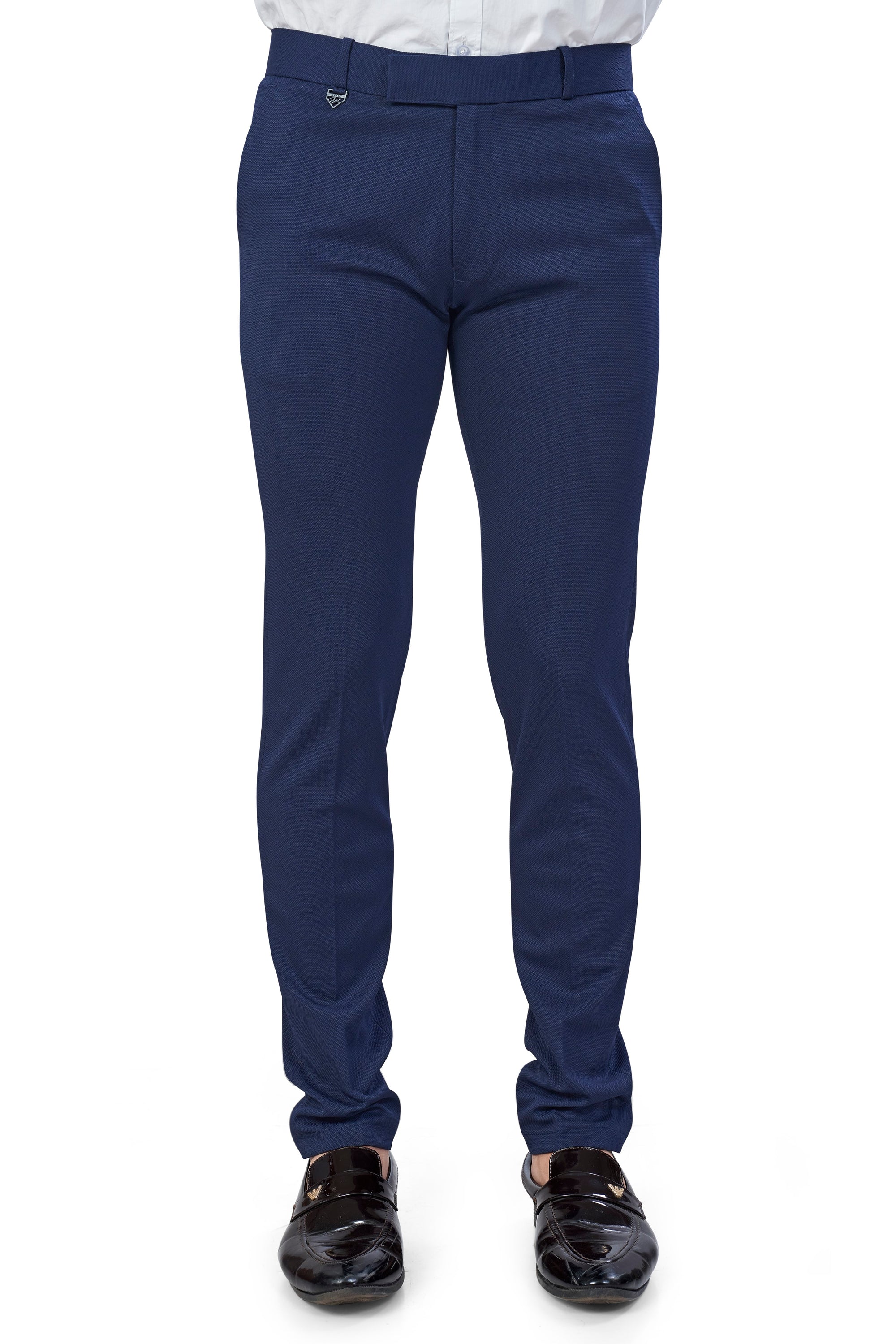 Navy Blue Color Textured Plain Trouser for Men | Stylish & Comfortable Bottomwear 251078476