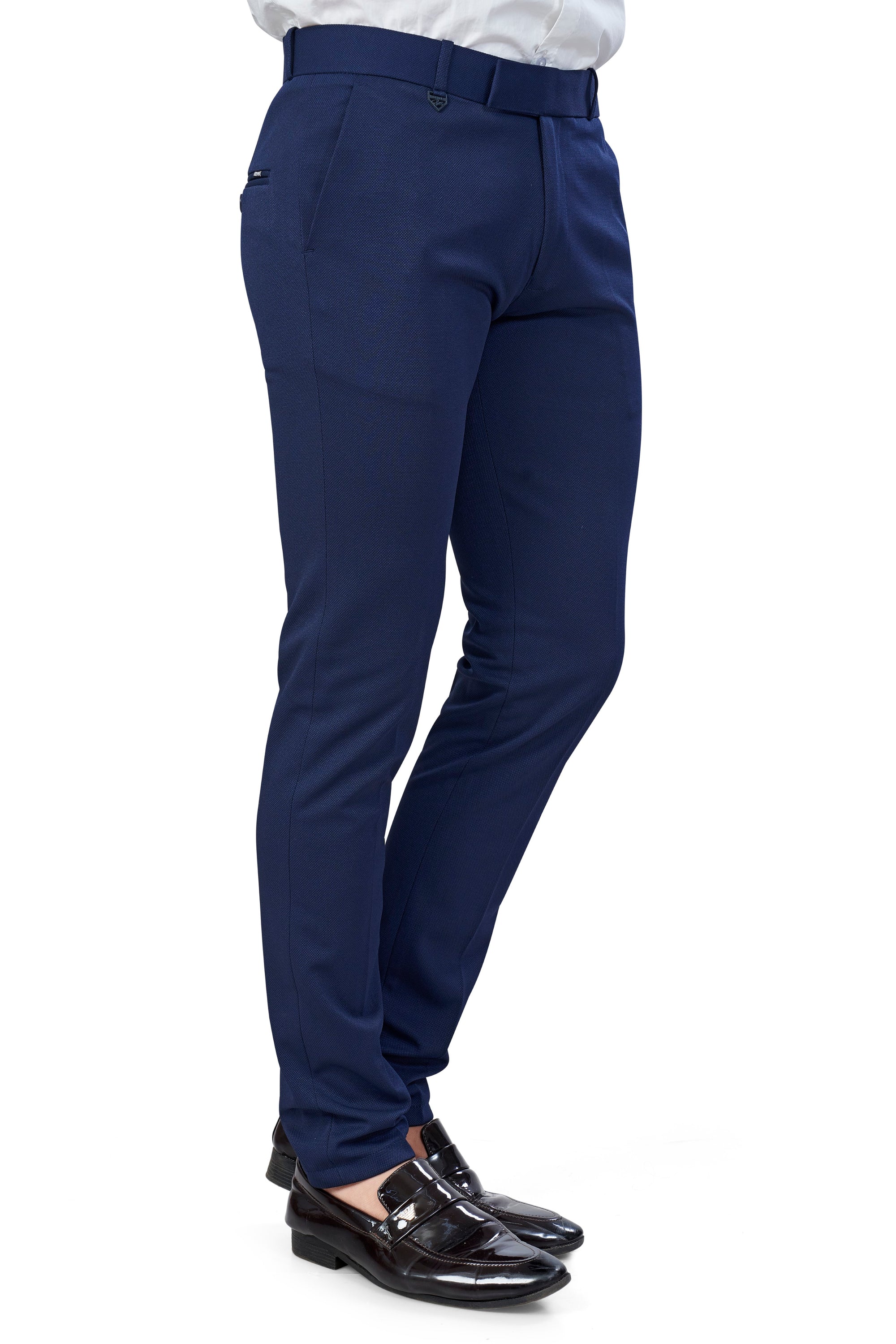 Navy Blue Color Textured Plain Trouser for Men | Stylish & Comfortable Bottomwear 251078476