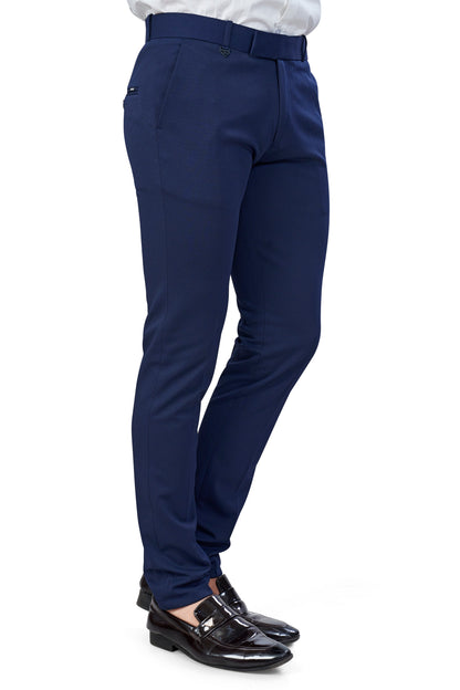Navy Blue Color Textured Plain Trouser for Men | Stylish & Comfortable Bottomwear 251078476