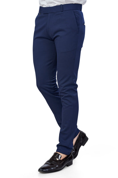 Navy Blue Color Textured Plain Trouser for Men | Stylish & Comfortable Bottomwear 251078476