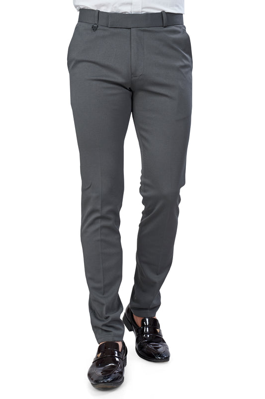 Dark Grey Color Textured Plain Trouser for Men | Stylish & Comfortable Bottom 251078476
