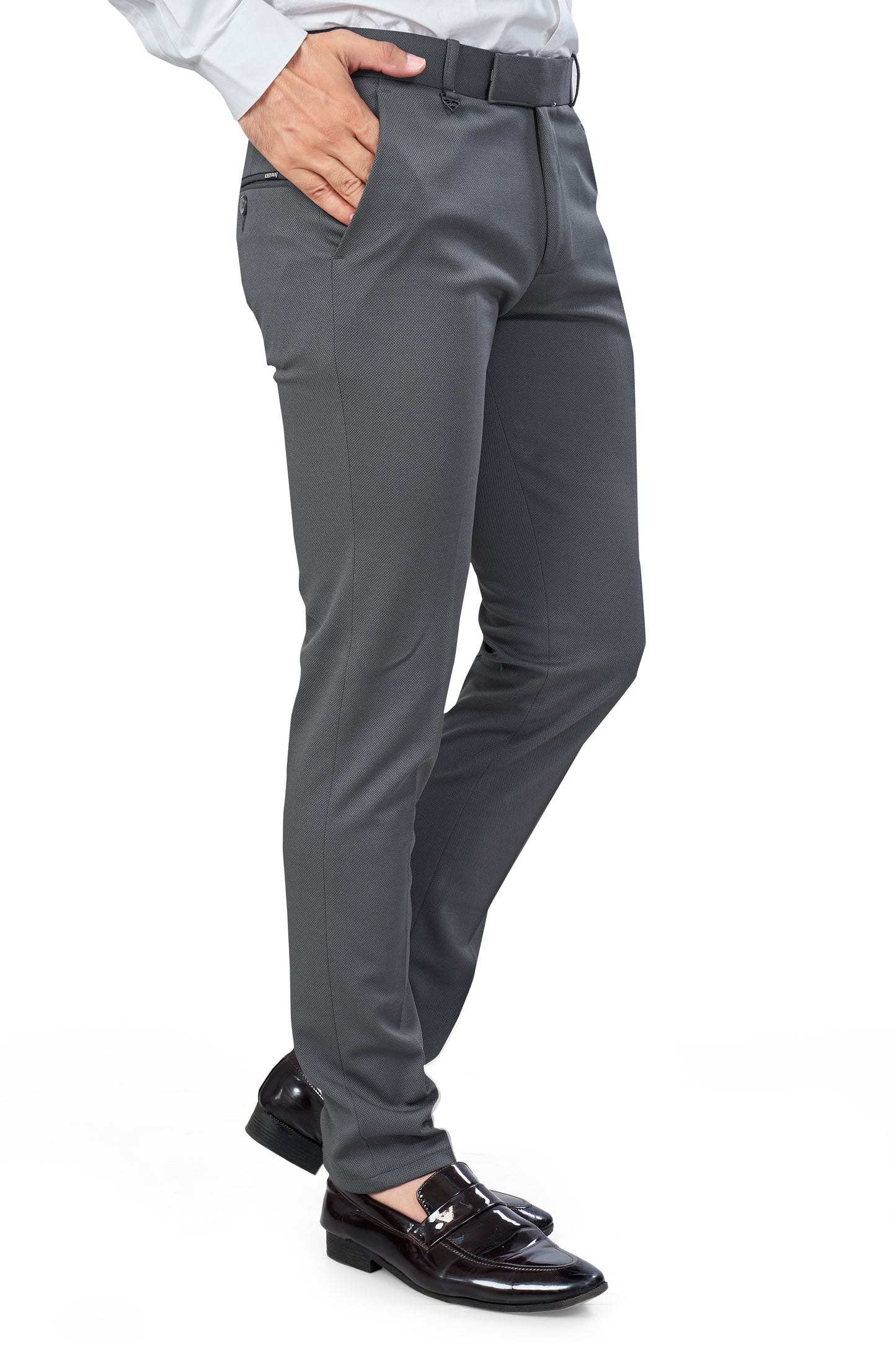 Dark Grey Color Textured Plain Trouser for Men | Stylish & Comfortable Bottom 251078476