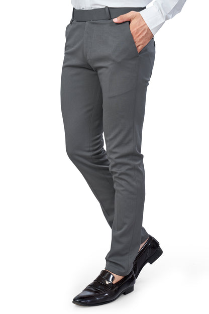 Dark Grey Color Textured Plain Trouser for Men | Stylish & Comfortable Bottom 251078476