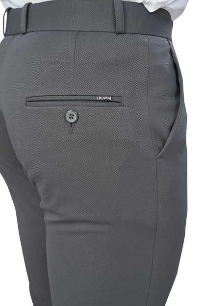 Dark Grey Color Textured Plain Trouser for Men | Stylish & Comfortable Bottom 251078476