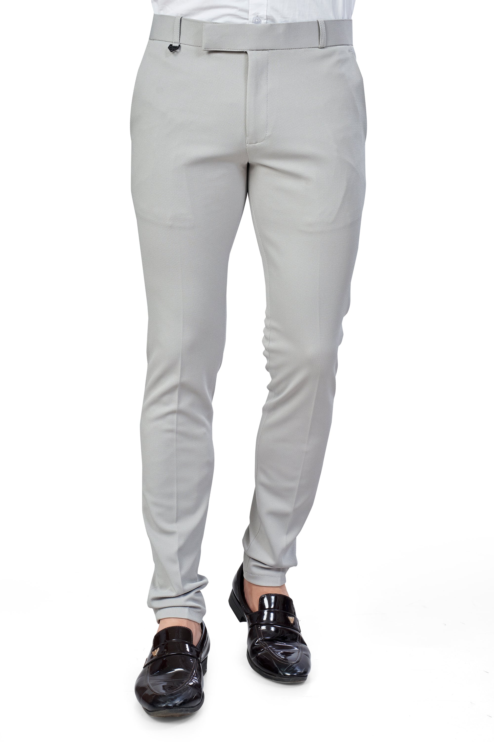 Light Grey Color Textured Plain Trouser for Men | Stylish & Comfortable Bottom 251078476