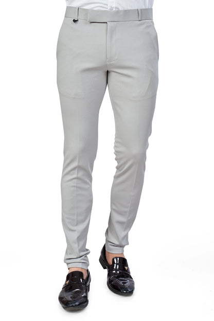 Light Grey Color Textured Plain Trouser for Men | Stylish & Comfortable Bottom 251078476