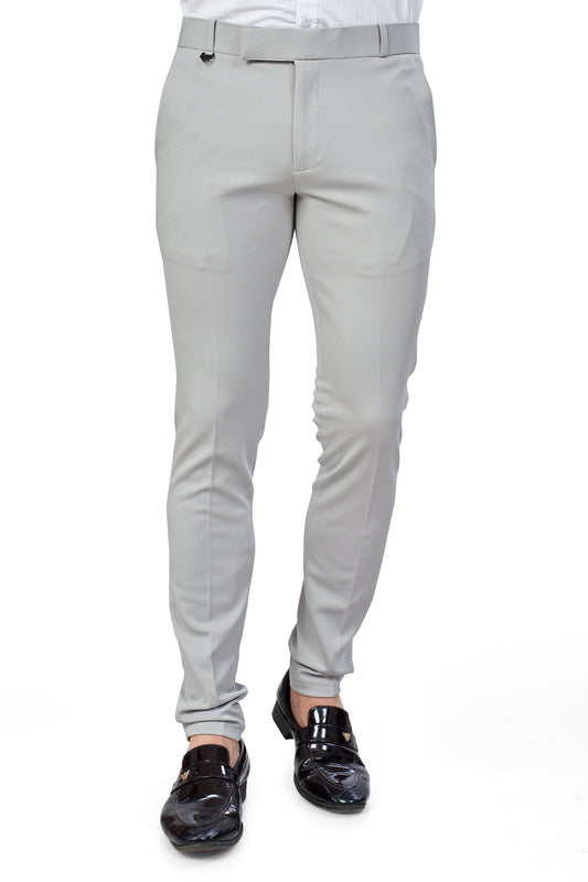 Light Grey Color Textured Plain Trouser for Men | Stylish & Comfortable Bottom 251078476