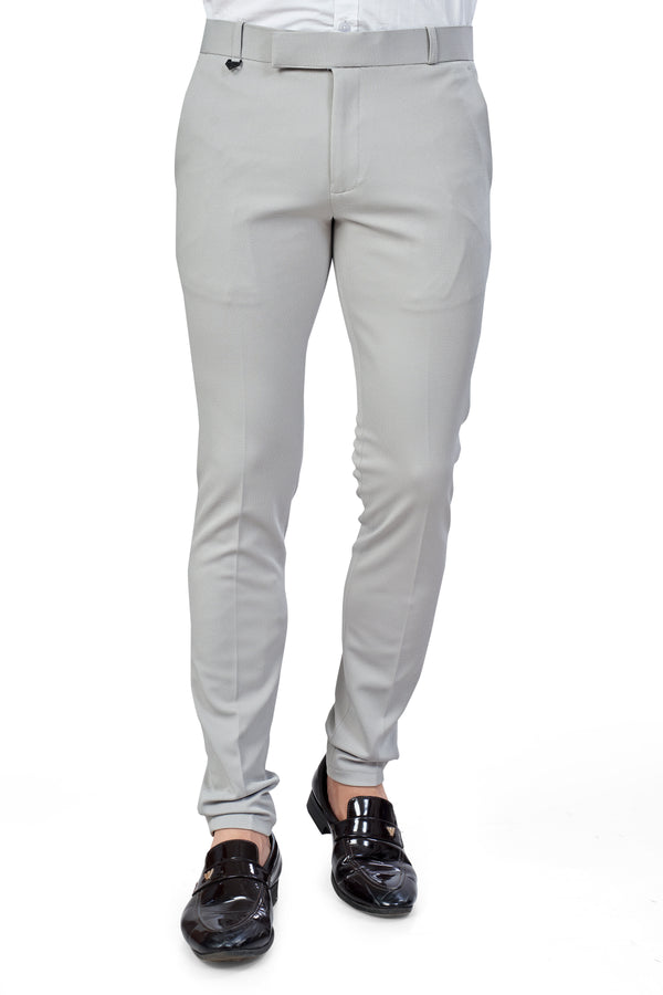 Light Grey Color Textured Plain Trouser for Men | Stylish & Comfortable Bottom 261100416