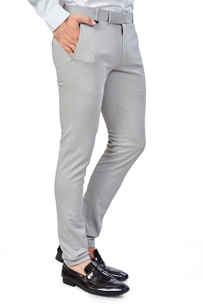 Light Grey Color Textured Plain Trouser for Men | Stylish & Comfortable Bottom 251078476