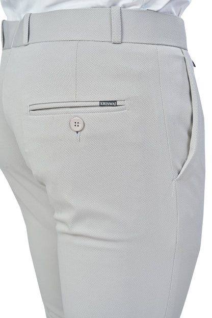 Light Grey Color Textured Plain Trouser for Men | Stylish & Comfortable Bottom 251078476