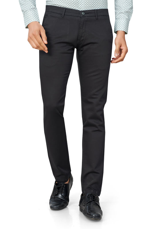 BLACK COLOR NARROW FIT PLAIN CHINOS