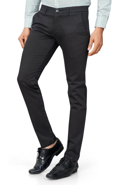 BLACK COLOR NARROW FIT PLAIN CHINOS 5110