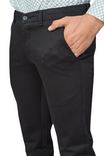 BLACK COLOR NARROW FIT PLAIN CHINOS 5110