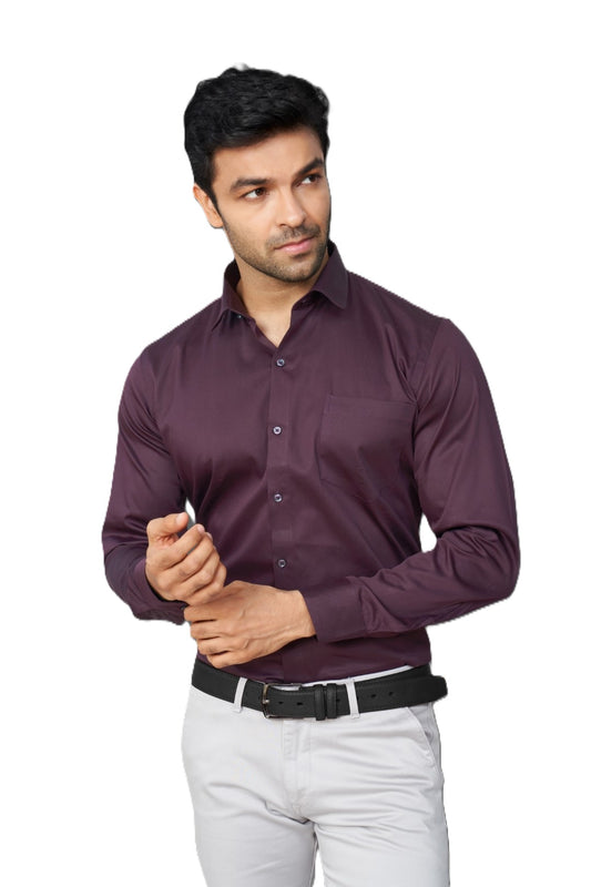 WINE COLOUR PLAIN FULL SLEEVES FORMAL SHIRT