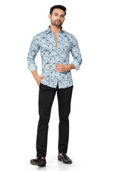 PBLUE COLOUR PRINTED FULL SLEEVES FORMAL SHIRT