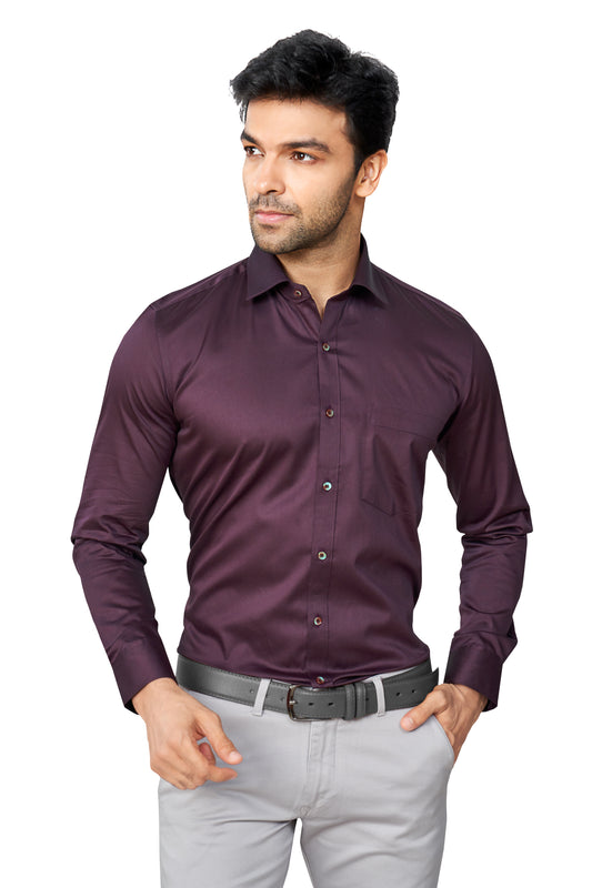 WINE COLOUR PLAIN FULL SLEEVES FORMAL SHIRT