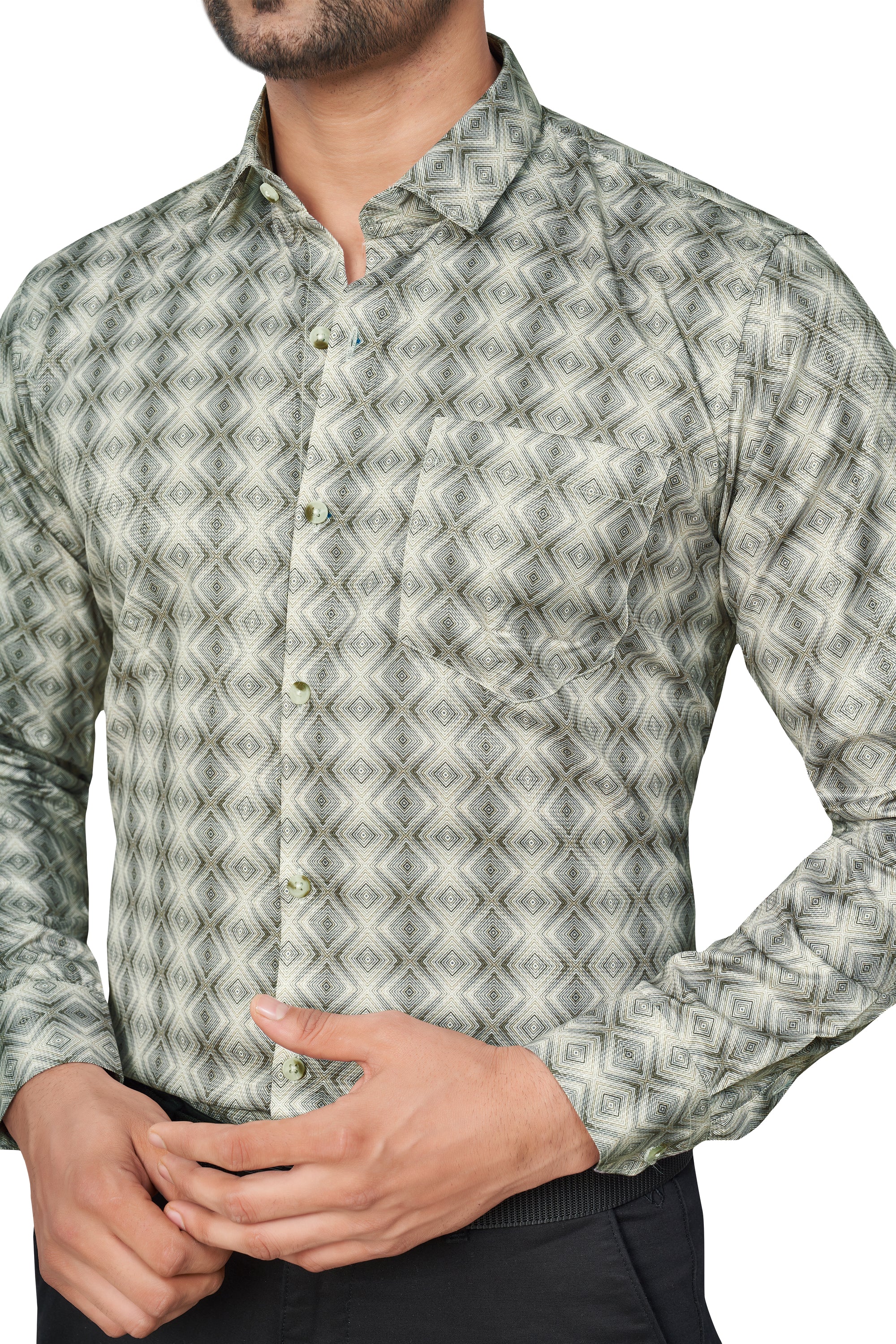 PISTA COLOUR PRINTED FULL SLEEVES FORMAL SHIRT | K-6012