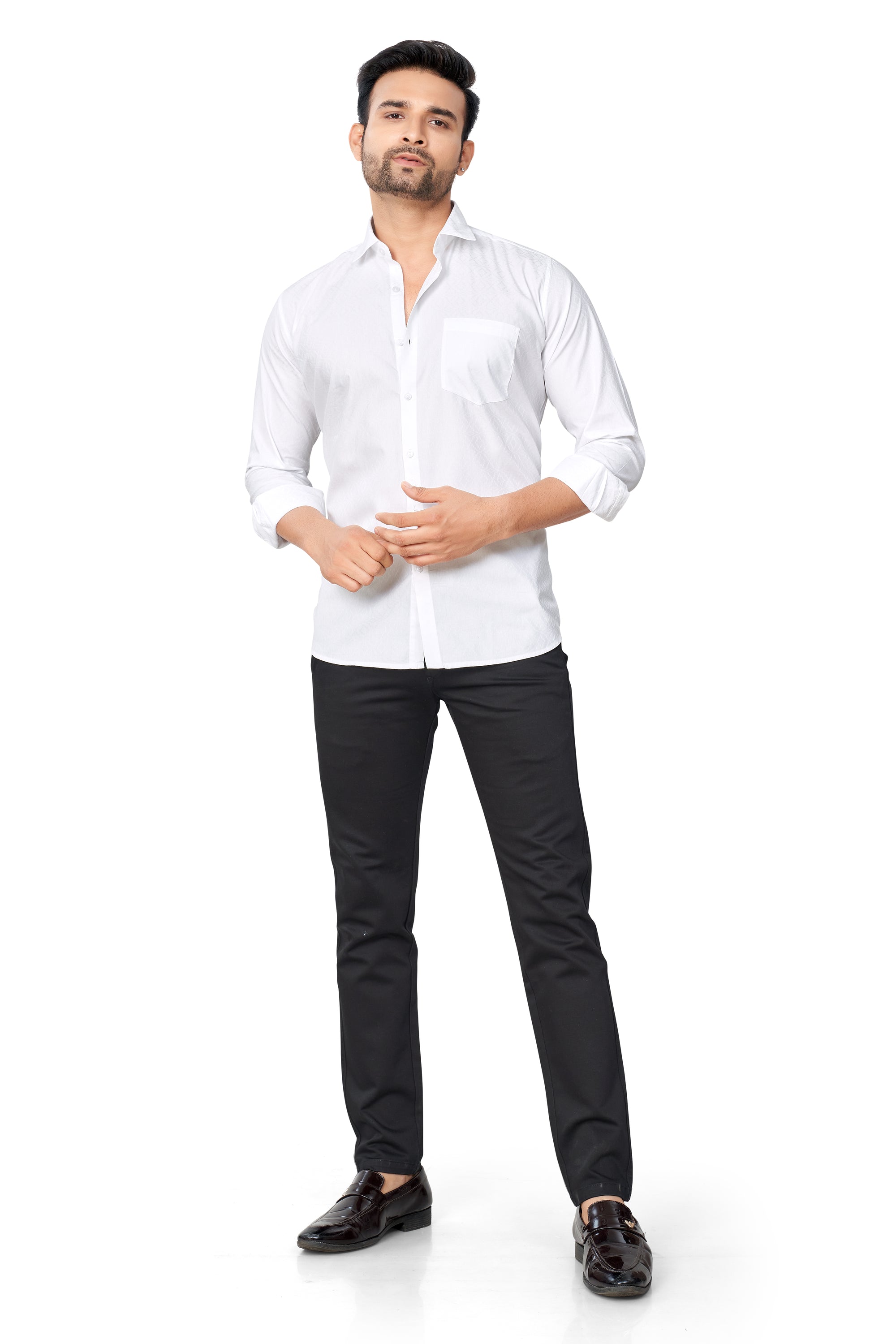 WHITE COLOUR PRINTED FULL SLEEVES FORMAL SHIRT 37964