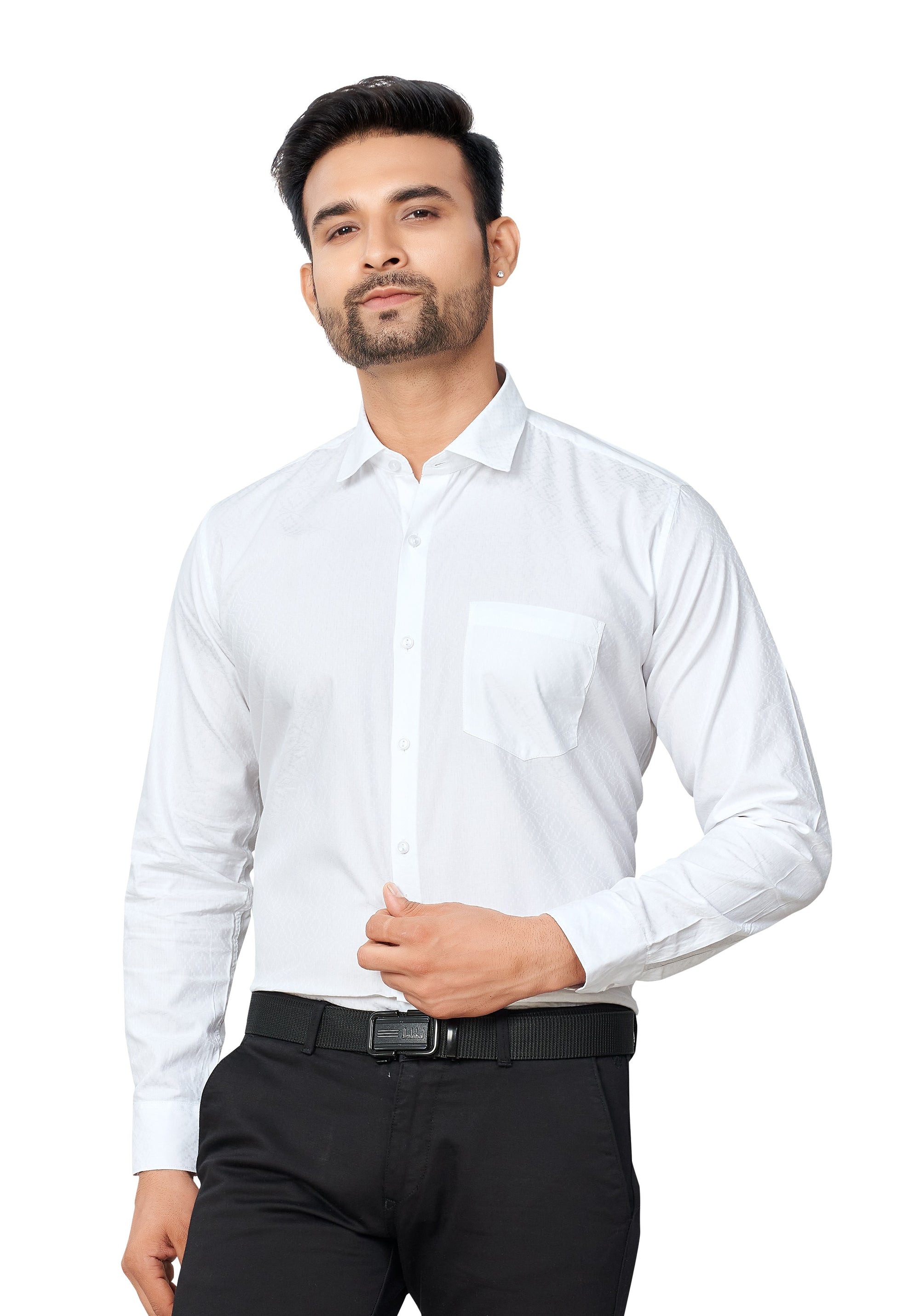 WHITE COLOUR PRINTED FULL SLEEVES FORMAL SHIRT 37964
