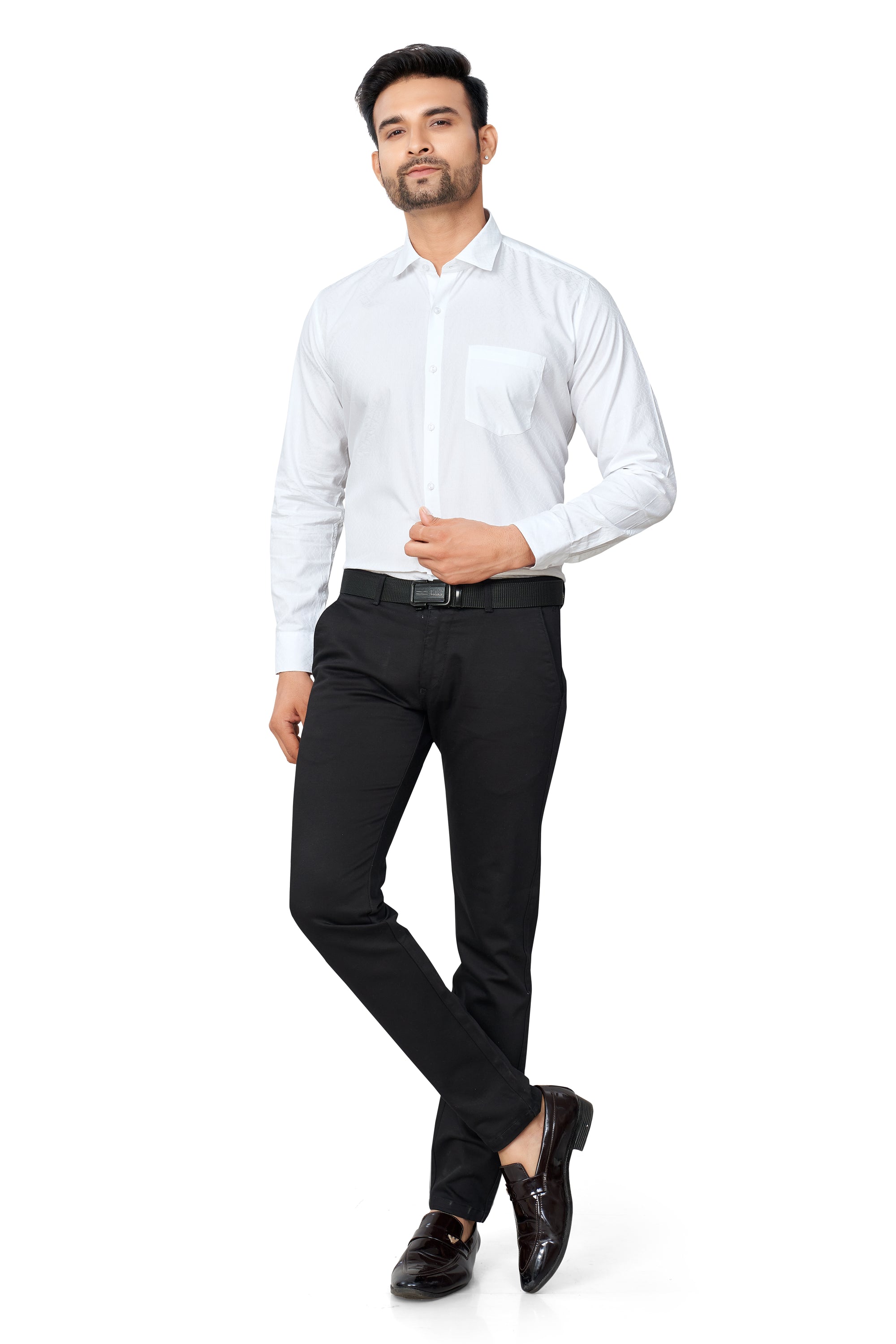 WHITE COLOUR PRINTED FULL SLEEVES FORMAL SHIRT 37964