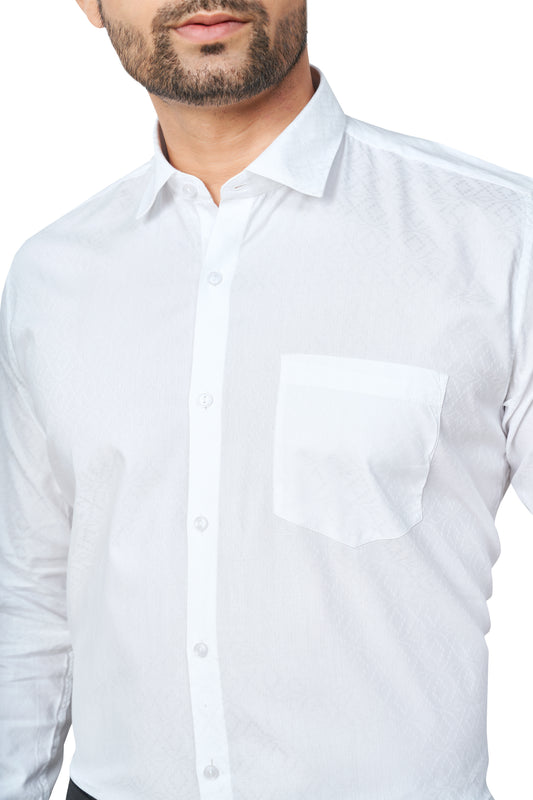 WHITE COLOUR PRINTED FULL SLEEVES FORMAL SHIRT