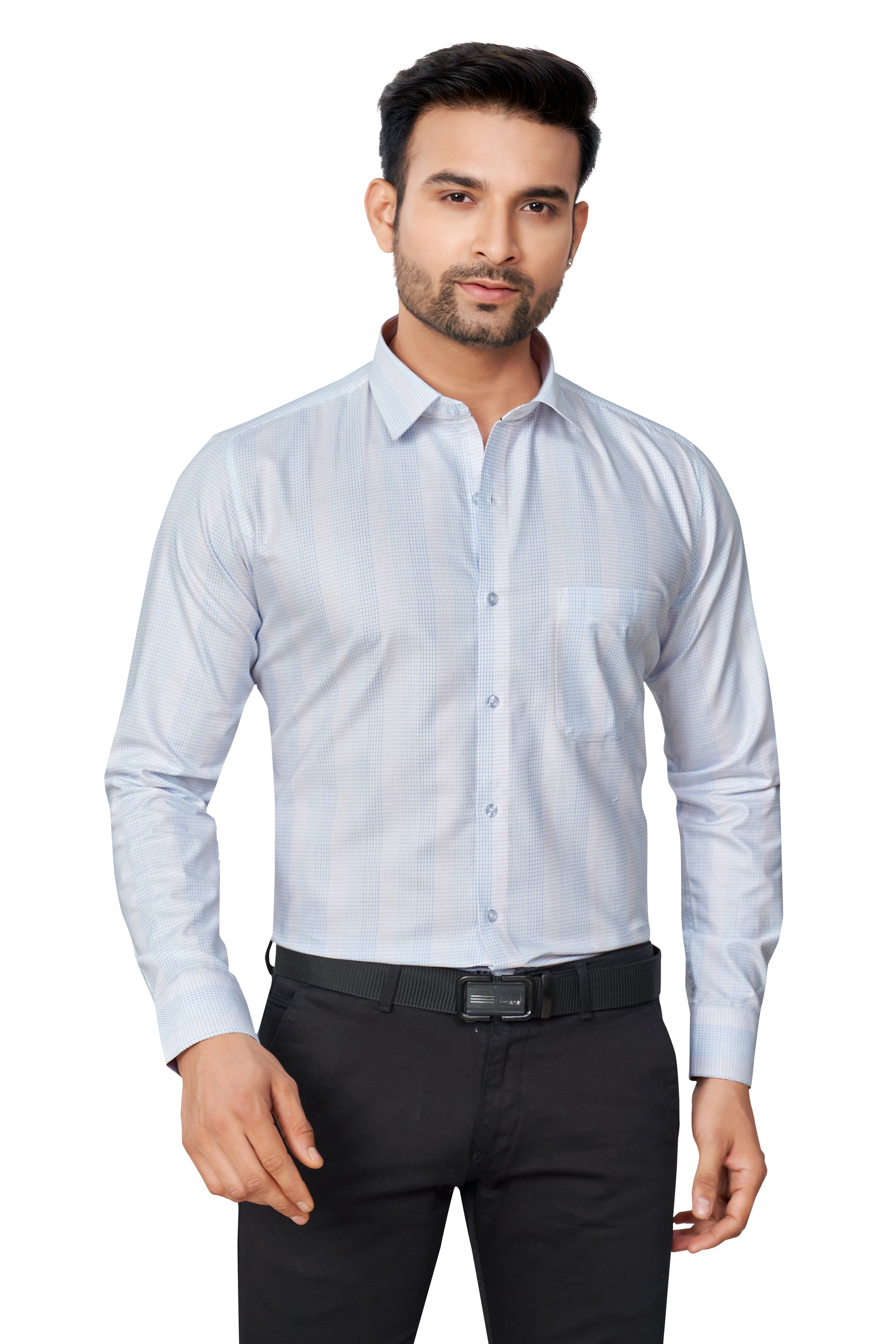 SKYBLUE COLOUR CHECKS FULL SLEEVES FORMAL SHIRT FRMFORMAL