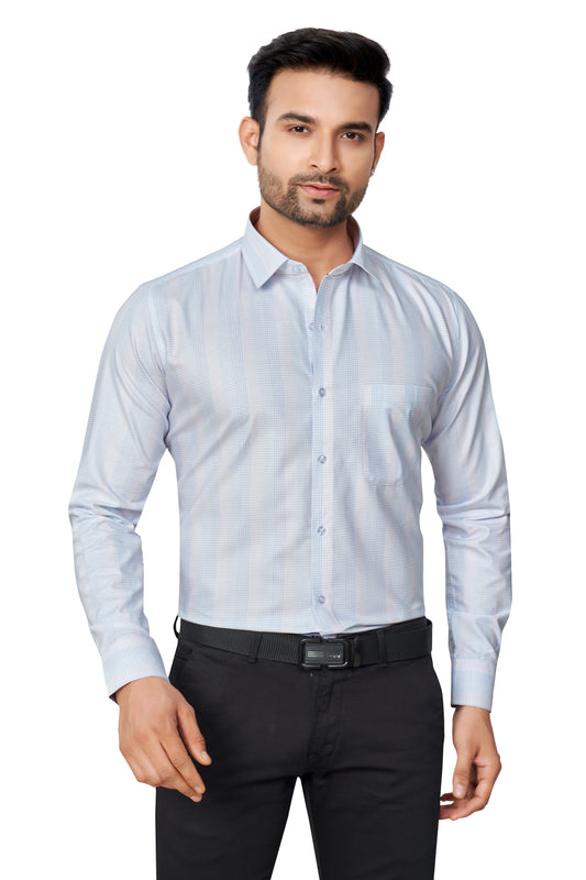 SKYBLUE COLOUR CHECKS FULL SLEEVES FORMAL SHIRT
