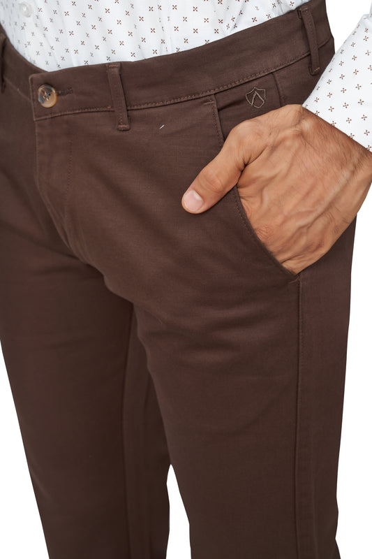 COFFEE COLOR NARROW FIT PLAIN CHINOS