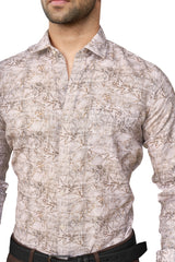 OLIVE COLOUR PRINTED FULL SLEEVES FORMAL SHIRT
