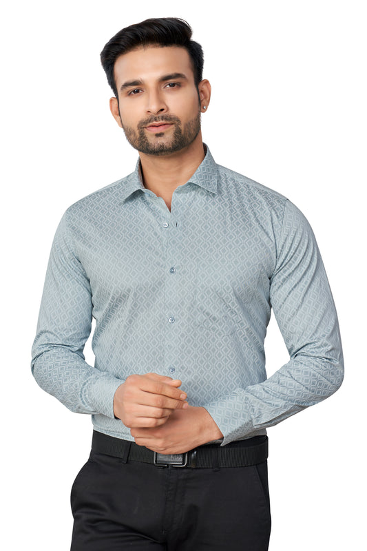 BGREY COLOUR PRINTED FULL SLEEVES FORMAL SHIRT