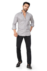 GREY COLOUR CHECKS FULL SLEEVES FORMAL SHIRT
