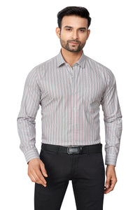 GREY COLOUR CHECKS FULL SLEEVES FORMAL SHIRT | K-6012